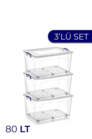 3pcs 80 Lt Clear Box Storage Box - Vienev