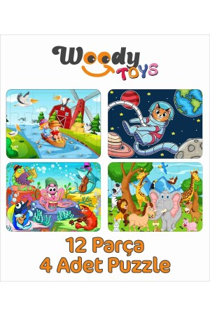 مجموعة من 4 12 قطعة - غواصة - حيوانات - صانع - قطة رائد الفضاء - Woody Toys