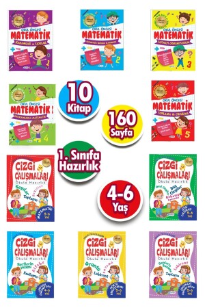 4 - 5 - 6 Years Old Math & Line Study Set 10 Books - Harika Kitap