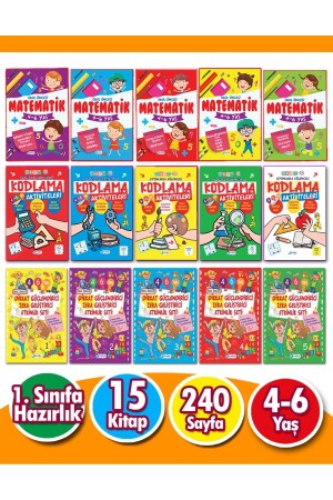 4 - 6 Years Mathematics, Coding and Attention and Intelligence Developing Activity Set 15 Books P1110S5979 - Harika Kitap