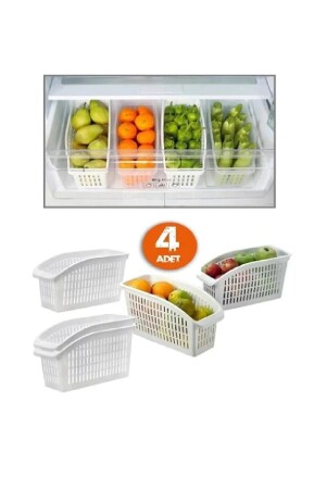 4 Adet Buzdolabı Içi Beyaz Sebze Meyve Düzenleyici Organizer - Kitchen Dream