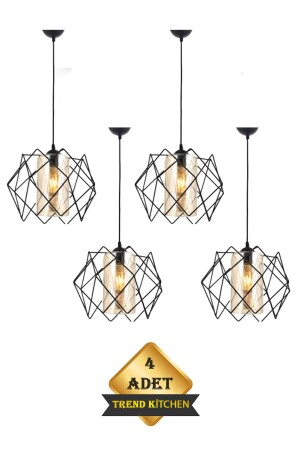 4 Adet Koza One Glass Salon- Mutfak Mika Cam Avize - Trend Kitchen