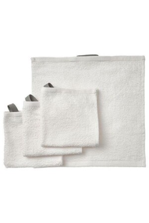 4 Adet Küçük Askılı Banyo Havlusu 30x30 cm El Yüz Havlusu 4 Lü Set Beyaz Pamuk Kaliteli Ikea GUN662 - Genel Markalar