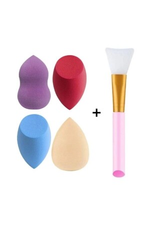 4 Adet Makyaj Süngeri & 1 Adet Maske Spatulası (YIKANABİLİR) - Hirosh