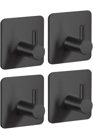 4 Adet Paslanmaz Çelik Siyah Banyo Askısı - Bornoz Askısı - Havlu Askısı - Havluluk -paslanmaz Hooks PASLANMAZ HOOKS - Zift Unique