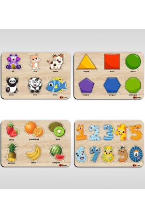 مـنـز-لعبات تعليميـة معبـر مع 4 أشكال خشبية للأطفال - Bktoys
