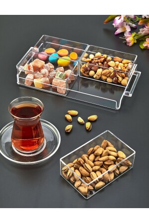 4 Bowls Crystal Handled Presentation Tray Snack Bowl - Aslife Home