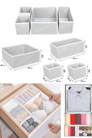 4 Drawer Closet Organizer Box Gray Striped ESTİ00345800 - ESTİ