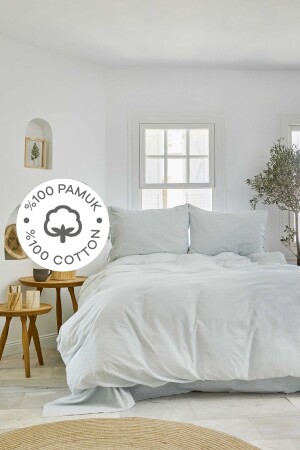 4 Element Açık Mavi %100 Pamuk Tek Kişilik Nevresim Takımı Su 200.18.01.0759 - Karaca Home