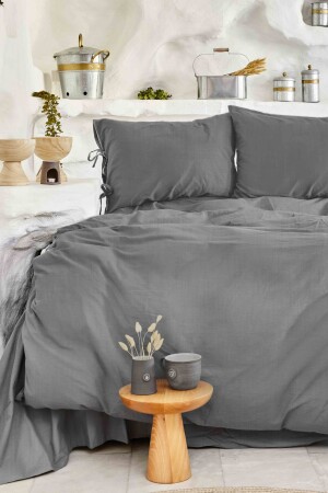 4 Element Anthracite 100% Cotton Double Duvet Cover Set Su 200. 18. 01. 0709 - Karaca Home
