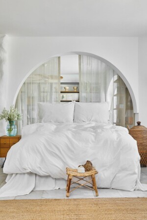 4 Element White 100% Cotton Double Duvet Cover Set Hava 200. 18. 01. 0705 - Karaca Home