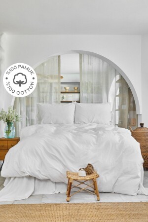4 Element White 100% Cotton Single Duvet Cover Set Air 200. 18. 01. 0761 - Karaca Home