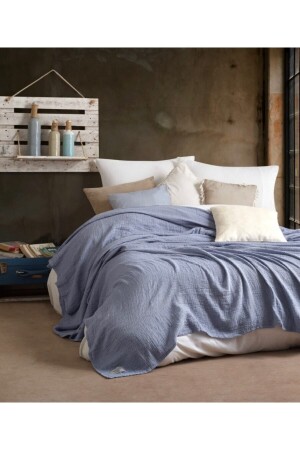 MNZ-4 طبقة غطاء السرير المسلين، 220*250 King Size، 100% Cotton Sefa2210 - Sefaoğlu tekstil