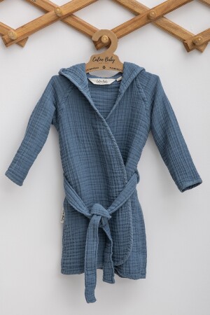 4-lagiger Musselin-Kinderbademantel – Marineblau TYC00136232994 - Caline Baby