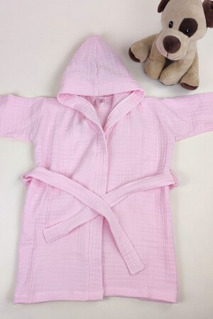 4-lagiger Musselin-Unisex-Bademantel aus Baumwolle mit Kapuze für Babys und Kinder - La Mure Baby