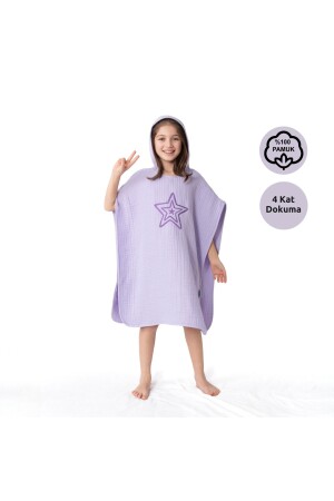 4 Layer Embroidered Muslin Poncho - Lilac - Zuppers