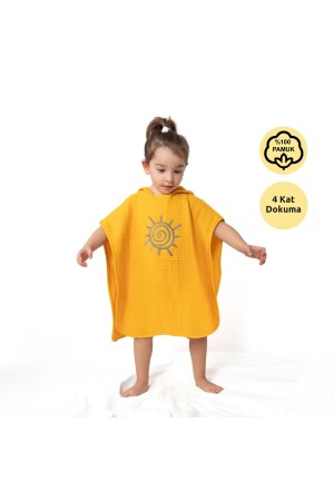 4 Layer Embroidered Muslin Poncho - Mustard - Zuppers