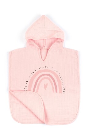 4 Layer Muslin Hooded Poncho - Policolor Series - Bow - Tuğba Kuğu