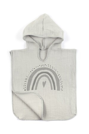 4 Layer Muslin Hooded Poncho - Policolor Series - Bow - Tuğba Kuğu