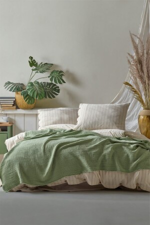 4 Layers Muslin 100% Cotton Double Duvet Cover - Bedspread MUSUD23755C - Berolige