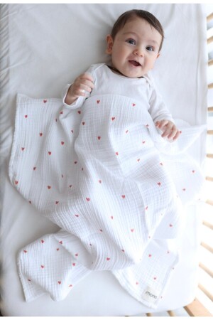 4 layers muslin heart print cover - Mono