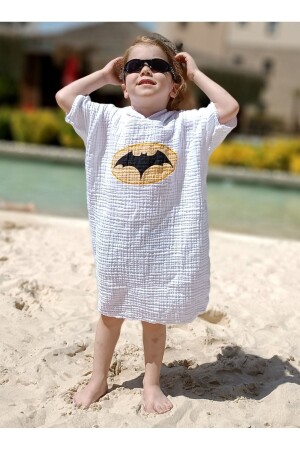 4 Layers Muslin Hooded Poncho Kids Bathrobe Beach Bath Bat Printed 600205 - stylishome