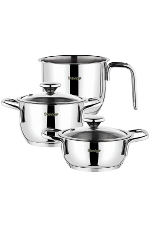 4 Mini-Mahlzeiten Kochgeschirrset aus 18/10-Edelstahl, 5-teilig, St-303 - Stevig