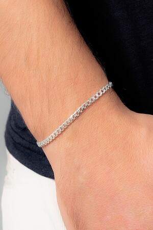 4 mm Gurmet 925 Sterling Silber Herren-Kettenarmband Veb-5018 - Ventino Silver