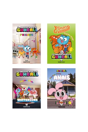 مجموعة من 4 كتب لون MNZ-Gumball - Rakun Kitap