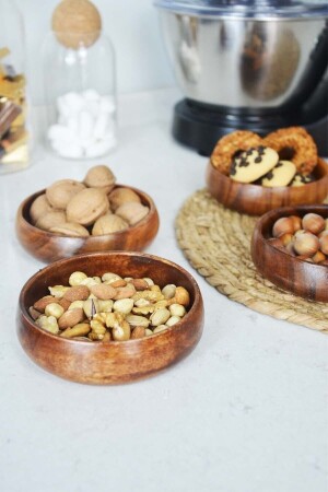 4-Piece Acacia Round Bowl Large Acacia Snack BowlWD-6154 - SepetçiBaba