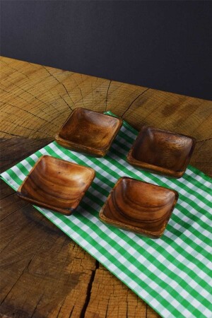 4-Piece Acacia Snack Bowl Square - Sepetçibaba