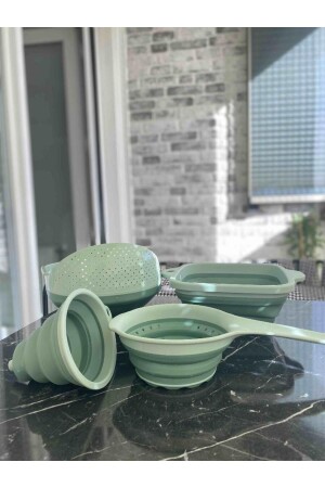 4 Piece Accordion Green Strainer Set Mıt1025 - Mithra Life