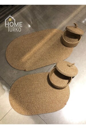4-Piece Bath Mat Set, Bath Mat, Kitchen Mat, Door Mat, Jute Mat, Rug, Jute Ht-Pasaps-D1S - HomeTurko