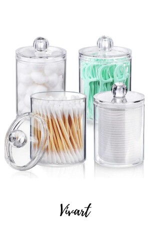 4-Piece Bathroom Organizer Ear Cotton Cotton Dispenser Dental Floss Cotton Dispenser And Makeup Organizer Organizer - Vivart
