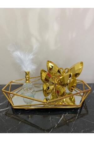 4 Piece Decorative Prism Tray Set Feather Holder Butterfly And Tray HSS-01 - Housess