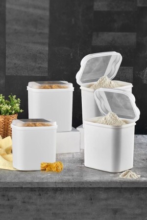 4 Piece Flour and Pulses Container 4.5 Liters White vip4lübeyaz - Vip Ahmet