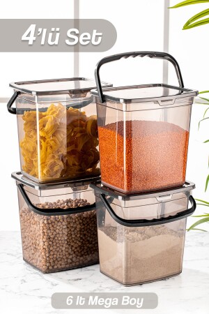 4-Piece Flour And Pulses Container 6 Liters Platinum TYC00283911419 - Meleni Home