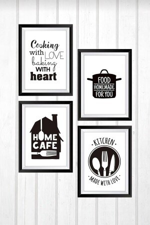 4 Piece Frame Look Kitchen MDF Table with Visuals and Text - Teknograf