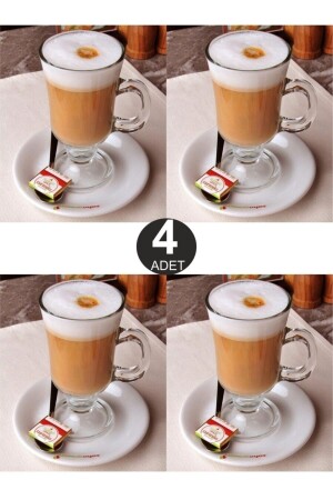 4-Piece Glass Latte Cappuccino Macchiato Nescafe Irish Coffee Cup with Handle Fma074552 - Paşabahçe