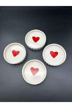 4-Piece Heart Serrated Sauce Bowl, Turkish Delight Bowl, Jam Bowl, Snack Bowl - Meggdecor
