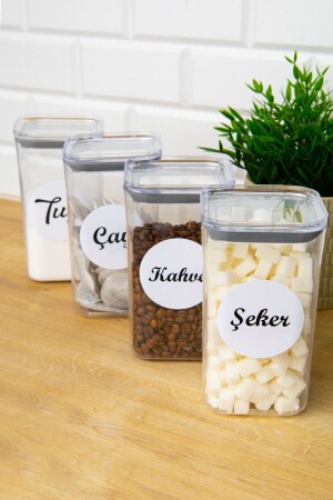 4-Piece Mica Acrylic 1200 Ml Tea Sugar Coffee Salt Labeled Vacuum Storage Container Jar with Lid DNS-1200YE4ÇŞKT - DNS HOME