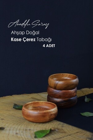 4-Piece Round Natural Wooden Snack Bowl | . bowls - Anadolu Saray Çarşısı