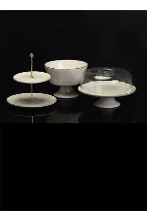 4 Piece Service Presentation Set Cake Glass Layered Cookie Bowl Fruit Bowl - Laviss