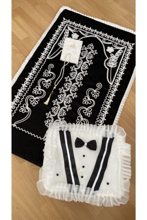 4 Piece Velvet Prayer Rug with Groom Figure Dowry Box Bride Groom Set - Ayhanhome