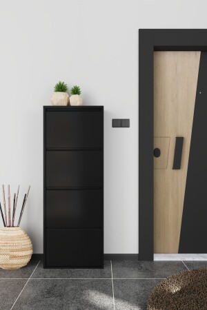 4-Piece Vertical Metal Shoe Rack Black - Formood
