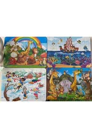 4 Pieces 80 Pieces Large Size Children's Educational Back Side Painted Puzzle - Yildiz Puzzle