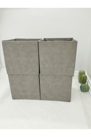 4 Pieces Anthracite Multi-Purpose Closet Organizer Box Decorative Storage Box Shelf Organizer Large BalkanRoomKutuASK4 - Balkan Room