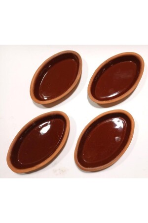 4 Pieces Boat Plate 15x9 Clay Casserole Oven Dish Organic Baked Glazed Breakfast Casseroles abn2705231540 - abnturk
