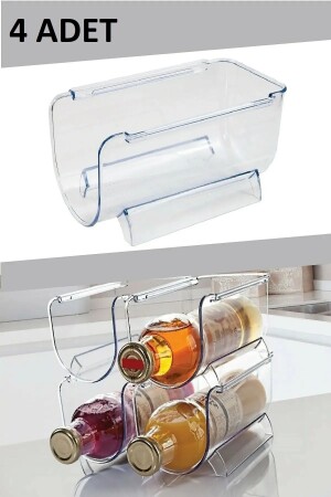 4 Pieces Bottle Organizer Inside the Cabinet 4-Piece Refrigerator Shelf Organizer Stacked on top of each other Bottle Holder Soft Drink Shelf - Bayev