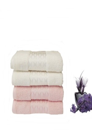 4 Pieces Elissa Hand and Face Towel Cream Pink BC102677 - Özdilek